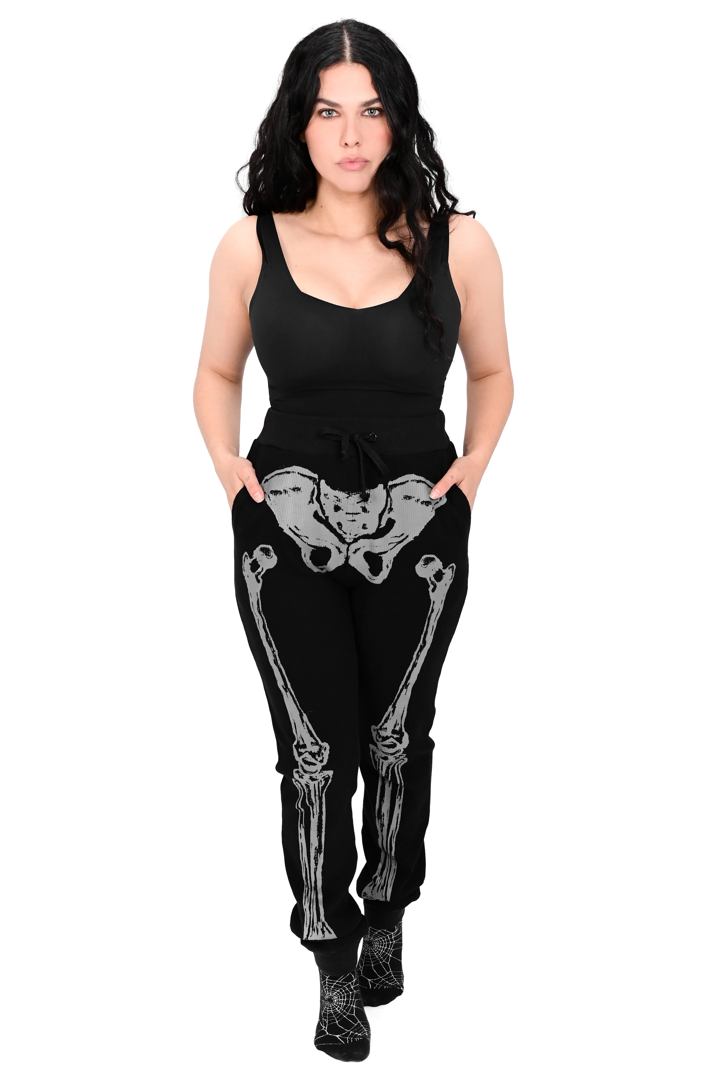 Grey/Black Skeleton Thermal Joggers - Unisex - XS & 2X left! - Image 3