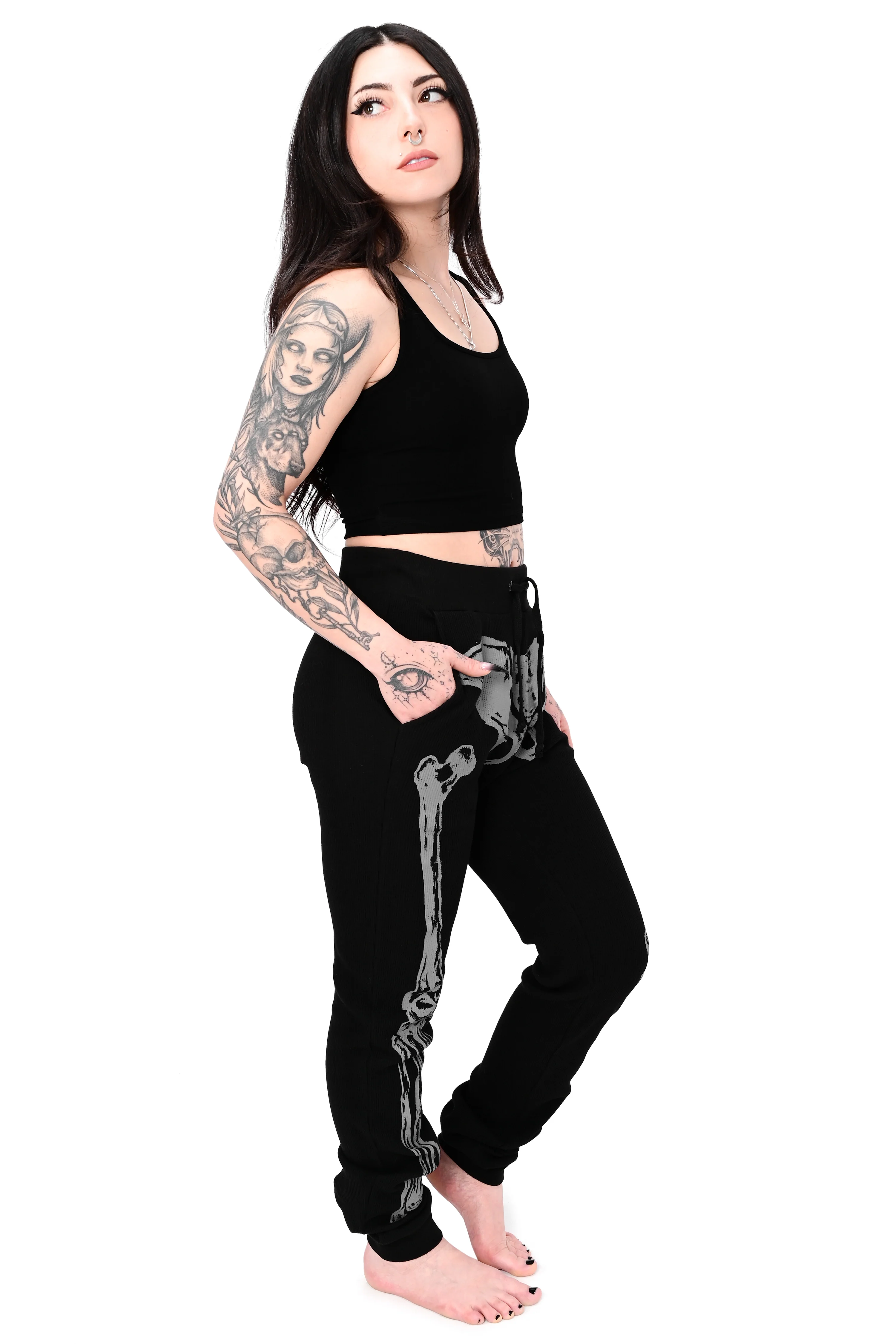 Grey/Black Skeleton Thermal Joggers - Unisex - XS & 2X left! - Image 4