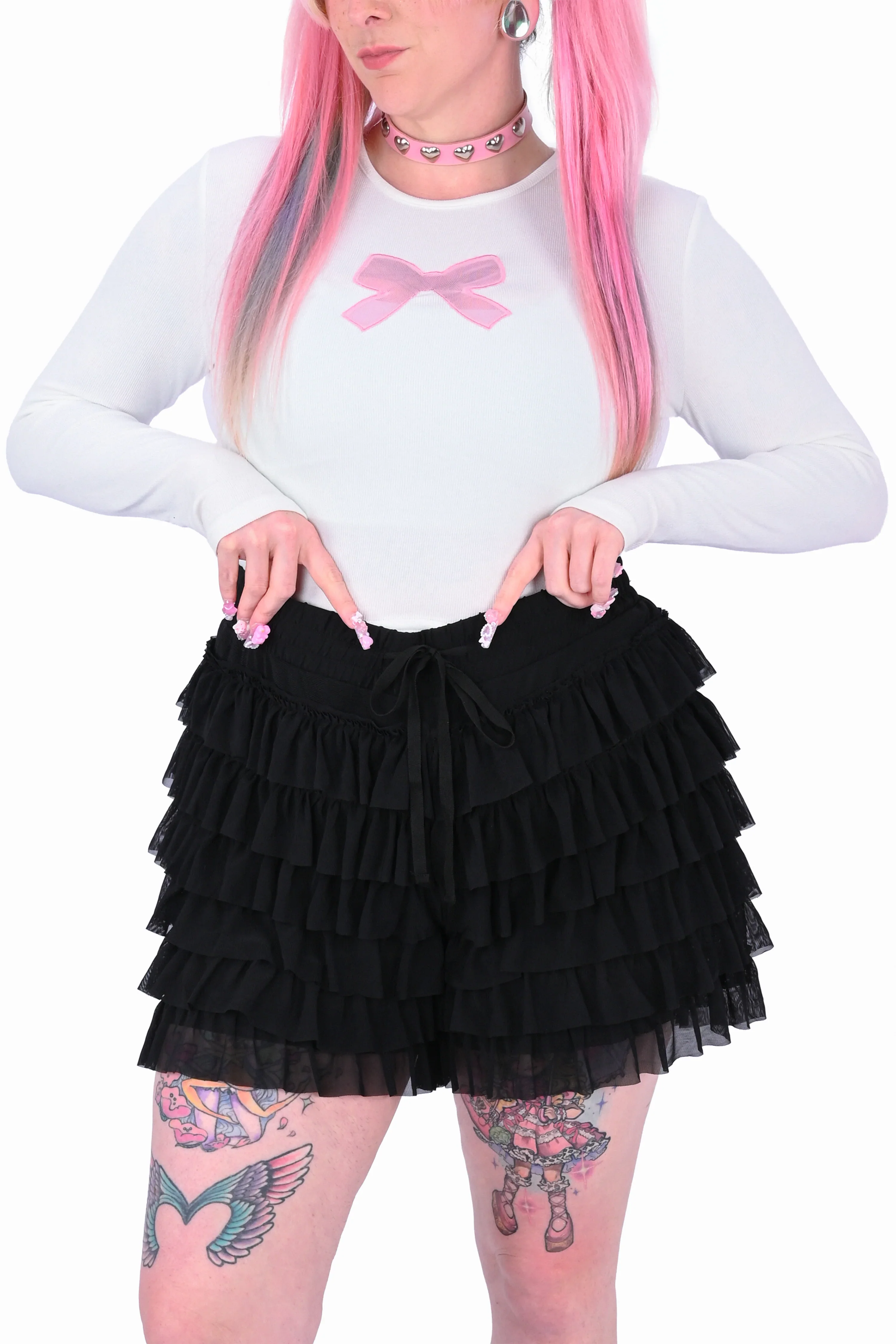 Lola Ruffle Shorts - Black - Size Medium Left! - Image 3